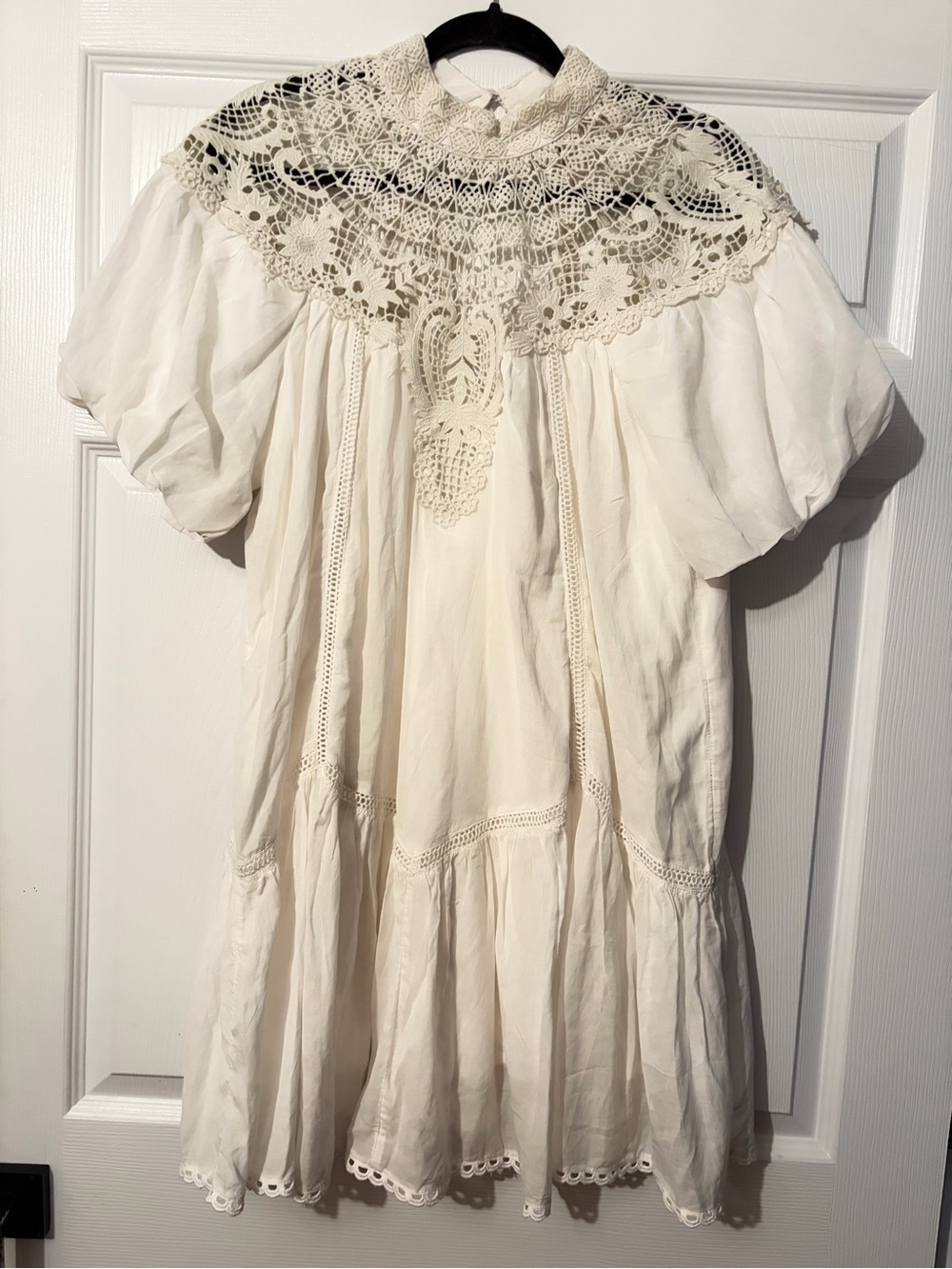Anthropology Boho Crochet Yoke Cream Dress. + A LITTLE GIFT 🎁 - Picture 2 of 4